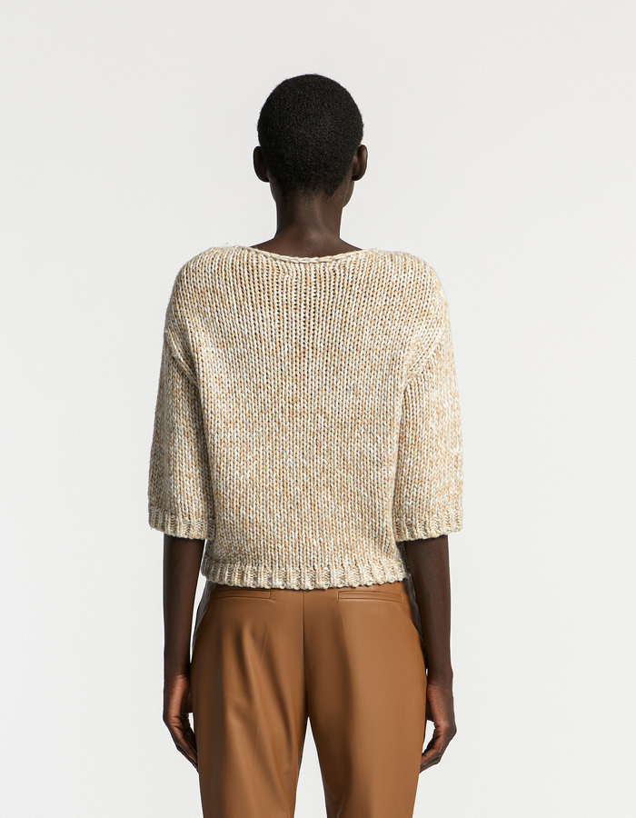 Xandres korte mouw pull beige